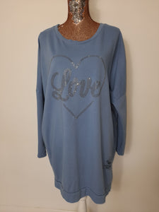 Italian Denim Blue Long Love Top