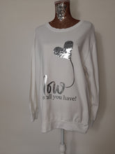 Load image into Gallery viewer, Italian White sequin Heart and Now Is All You Have Graphic Detail Top
