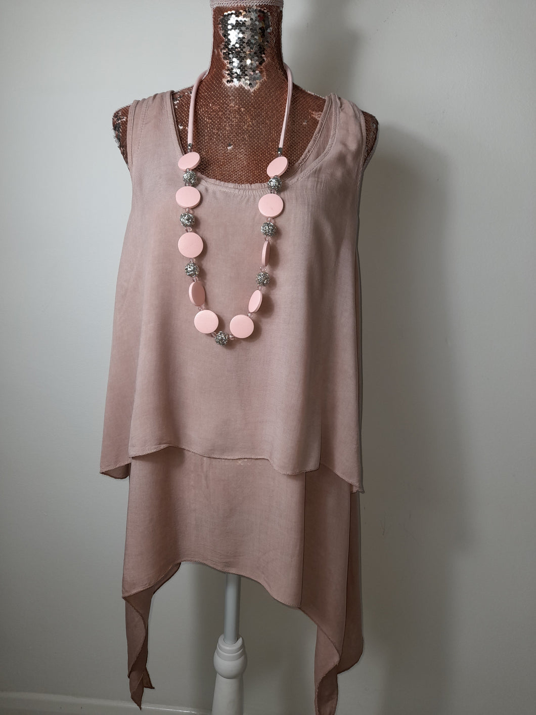 Italian Pink Sleeveless top With Slit Back