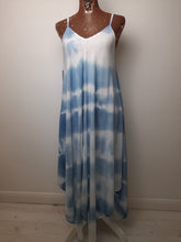 Load image into Gallery viewer, Baby Blue And White Tie Dye Long Dress
