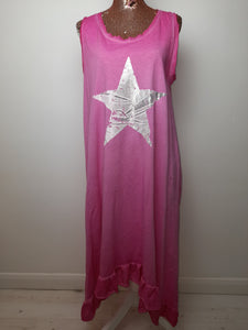 Cerise Star Frill Dress