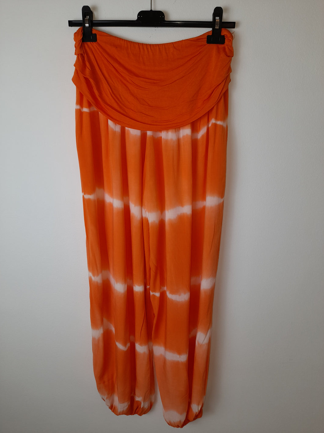 Orange And White Tie Dye Harem Pant