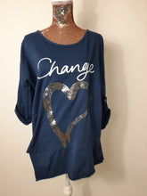 Load image into Gallery viewer, Navy Change Logo With Sequin Heart
