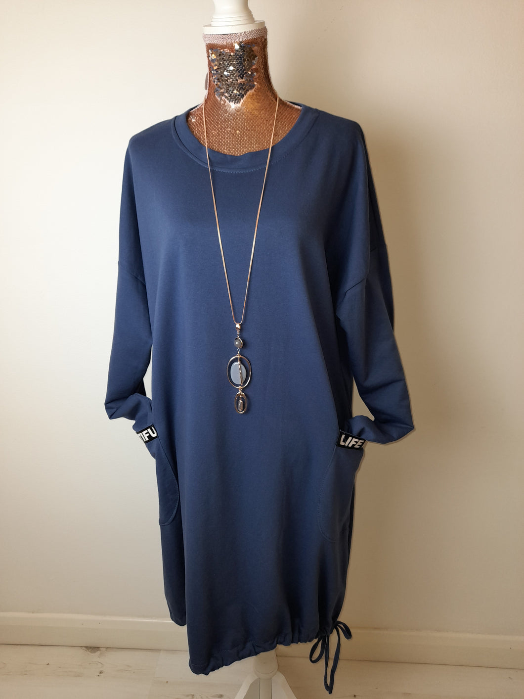 Italian Denim Blue Front Pocket Dress