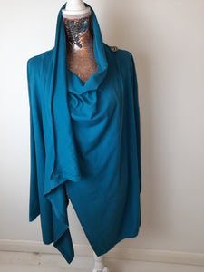 Italian Teal Wrap Around Cowl Neck