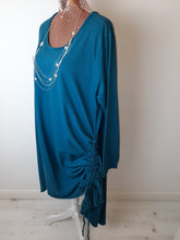 Load image into Gallery viewer, Italian Teal Cotton Drawstring Slouchy Dress
