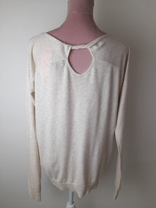 Sand Fine Knit Twisted Back Jumper