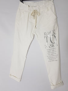 Cream magic Trouser Back to Basics Logo Leg 10/16