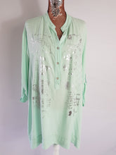 Load image into Gallery viewer, Mint Green And Silver Logo Shirt

