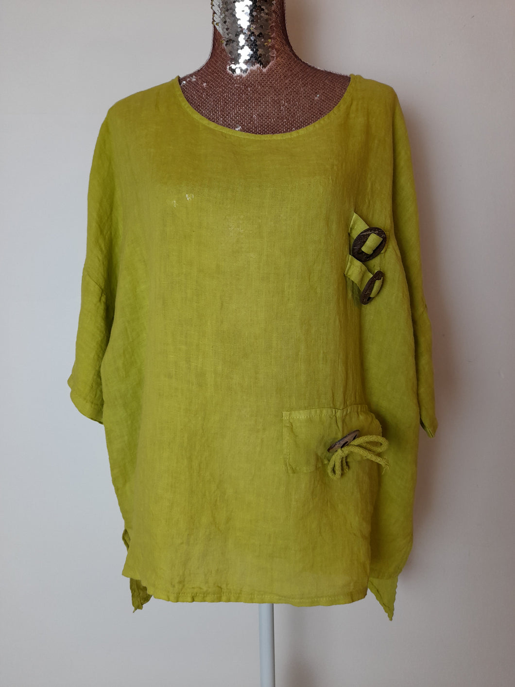 Italian  Linen Button Top