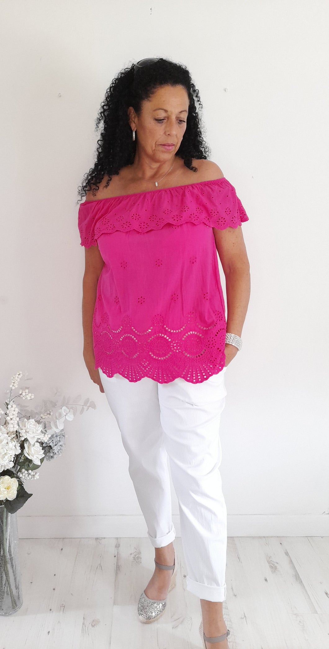 Fuchsia On Or Off The Shoulder Top