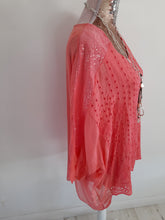 Load image into Gallery viewer, Coral Sequin Silk Top
