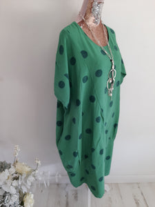 Green Cotton Spot Dress