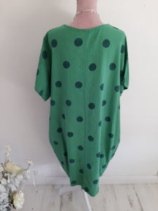 Green Cotton Spot Dress