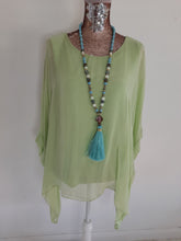 Load image into Gallery viewer, Lime Green Silk Batwing Top
