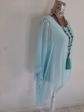 Load image into Gallery viewer, Aqua Silk Batwing Top
