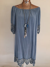 Load image into Gallery viewer, Denim Blue Bardot Dress

