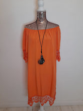 Load image into Gallery viewer, Orange Bardot Dress
