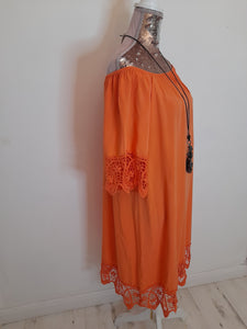 Orange Bardot Dress