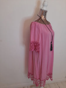 Pink Bardot Dress