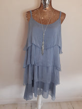 Load image into Gallery viewer, Corn Blue Silk Layered Dress
