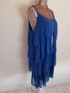 Royal Blue Silk Layered Dress