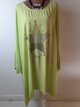 Load image into Gallery viewer, Lime Green Batwing Studded Star Top/ Cover up
