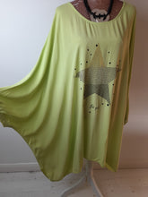 Load image into Gallery viewer, Lime Green Batwing Studded Star Top/ Cover up
