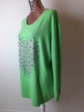 Load image into Gallery viewer, Lime Green Heart And Pearl Jumper
