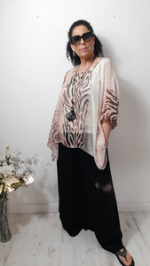 Animal Print Batwing Top