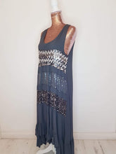 Load image into Gallery viewer, High low dress with abstract sequin pattern
