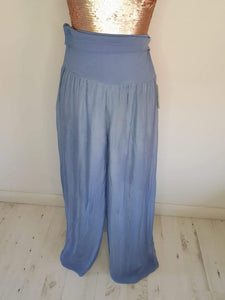 Italian blue silk trouser